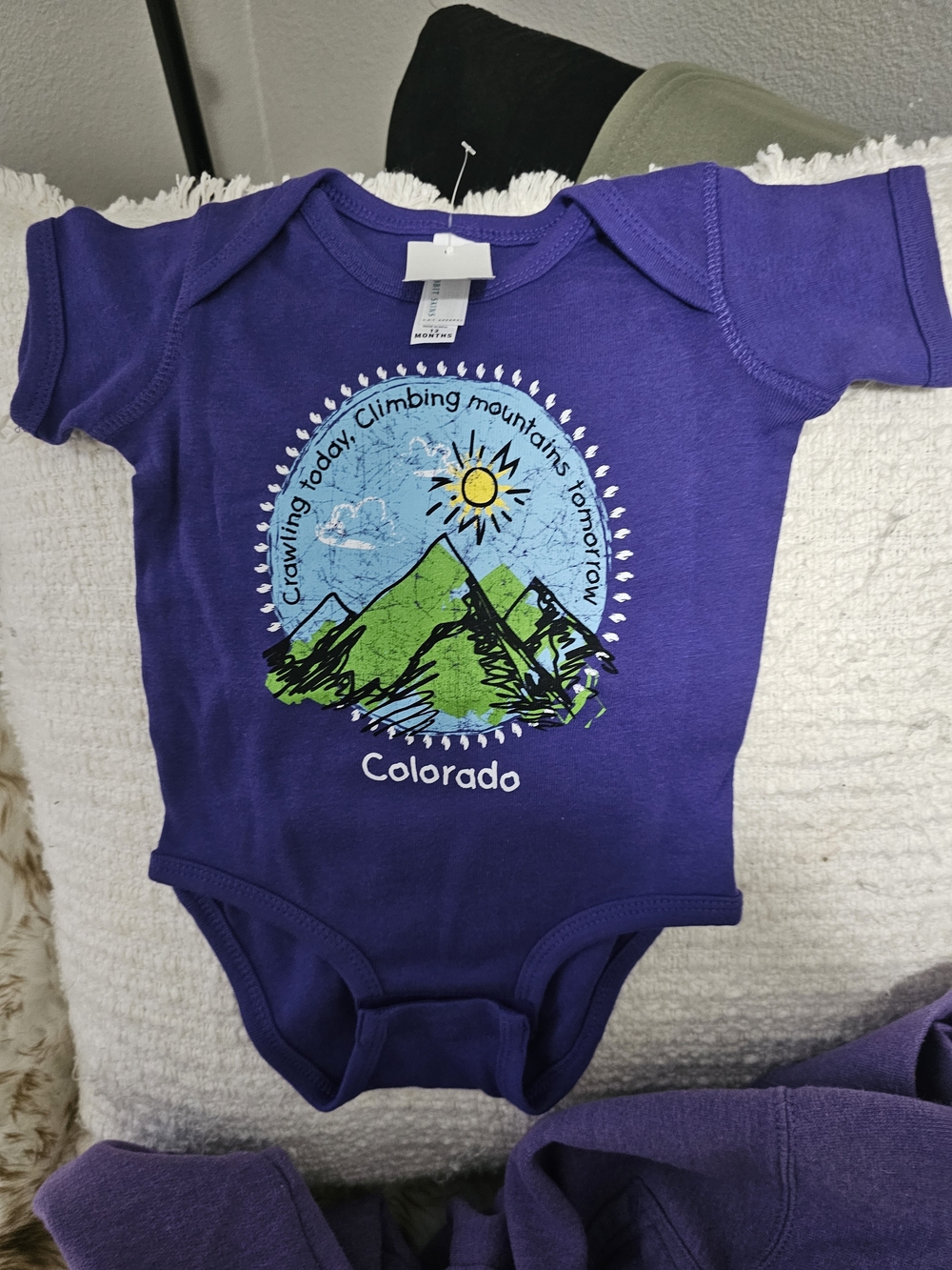 Cuddl Duds Purple Colorado Mountain Graphic One-Piece
